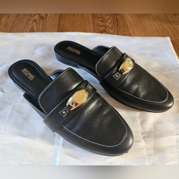 Michael Kors Black/Gold Women's Mules Size 8.5 - Picture 1 of 8